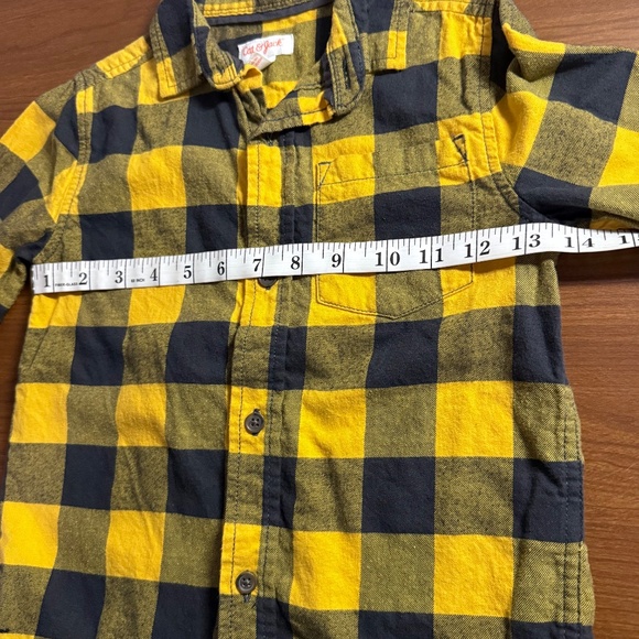 Cat & Jack Boys Flannel Plaid Collard Shirt Size XS Yellow/Black - Picture 8 of 9